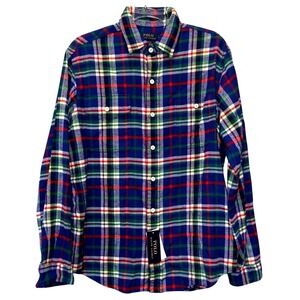 Polo Ralph Lauren Mens XL Blue Plaid Flannel Long Sleeve Shirt‎ NWT